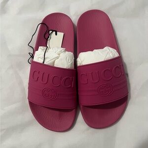 Pink Rubber Gucci Slides